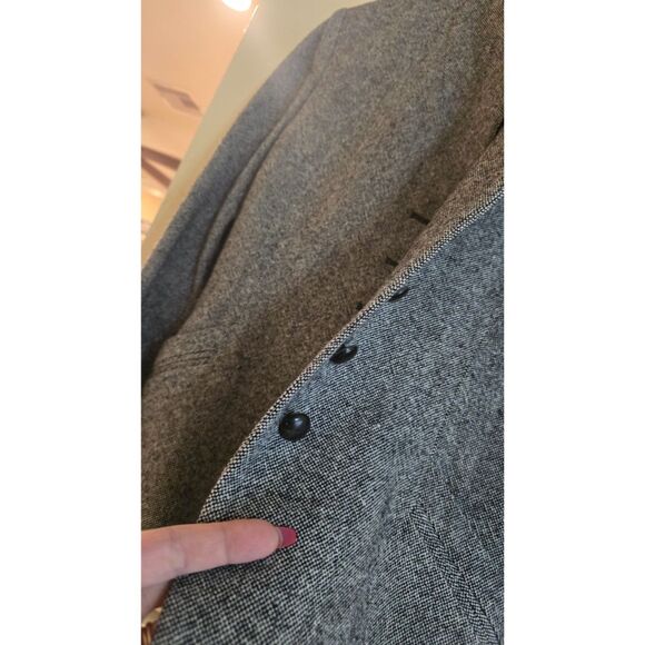 Jones  New York Wool Tweed WM SZ 8P Black Faux Persian Lamb Accents Suit Jacket - Picture 8 of 11